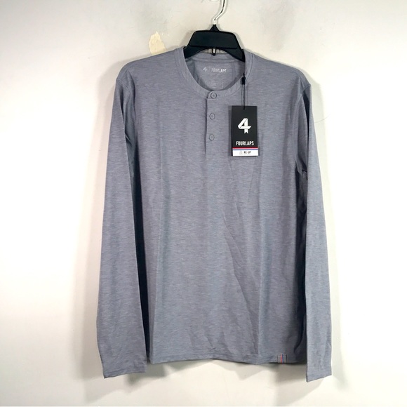 FOURLAPS Long Sleeve Radius Henley Size S - Grey Heather Men's